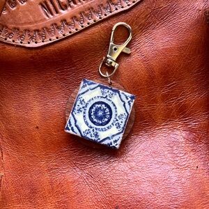 🌺SOLD🌺  Blue and White Talavera Keychain/bag charm